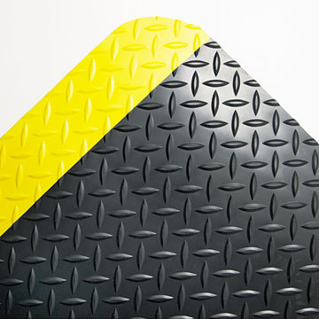 Crown Industrial Deck Plate Anti-fatigue Mat, Vinyl, 24 X 36, Black-yellow Border freeshipping - TVN Wholesale